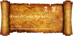 Komlóssy Margit névjegykártya
